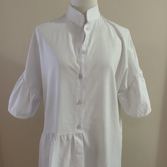 Costello Button Front Mini Dress Swim Cover Up Free Size White Lightweight Beach - Picture 2 of 9